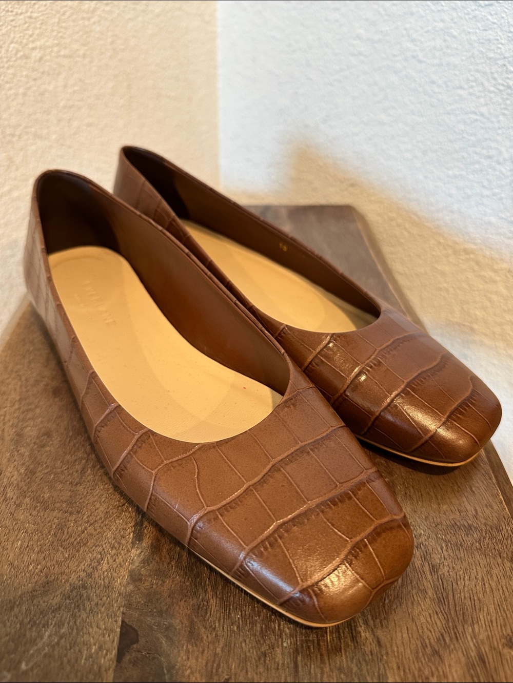 Everlane "The 90s" Croc-Embossed Leather Flats Color brown Size 10